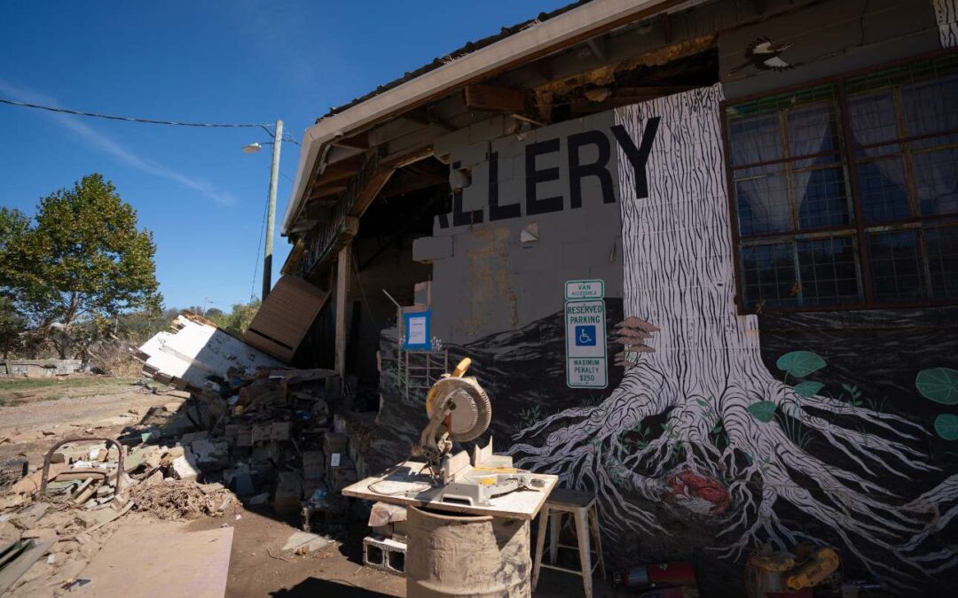 Hurricane Helene Floodwaters Damage Asheville Arts District